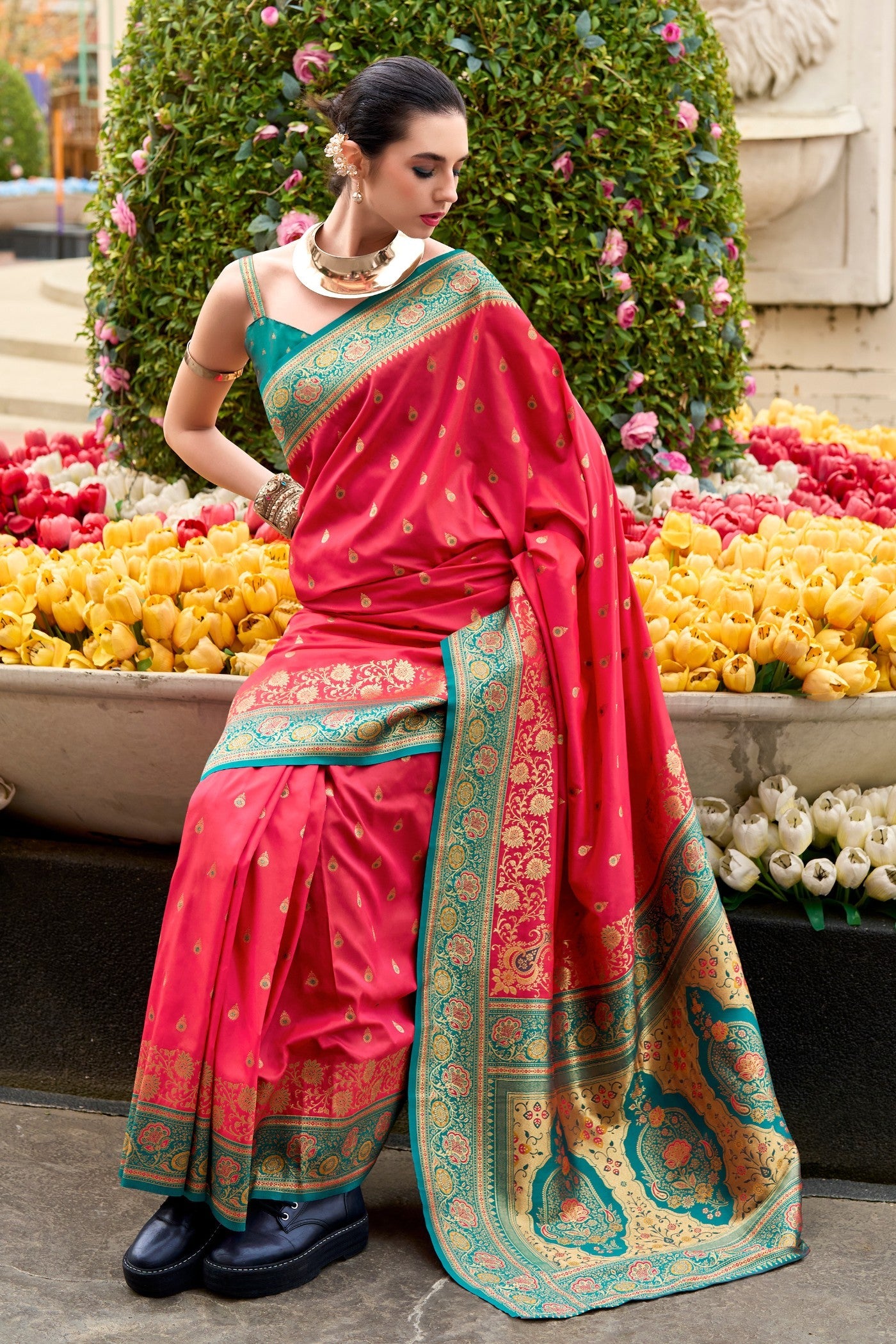 Apollo Pink Pure Soft Banarasi Silk Zari Woven Saree