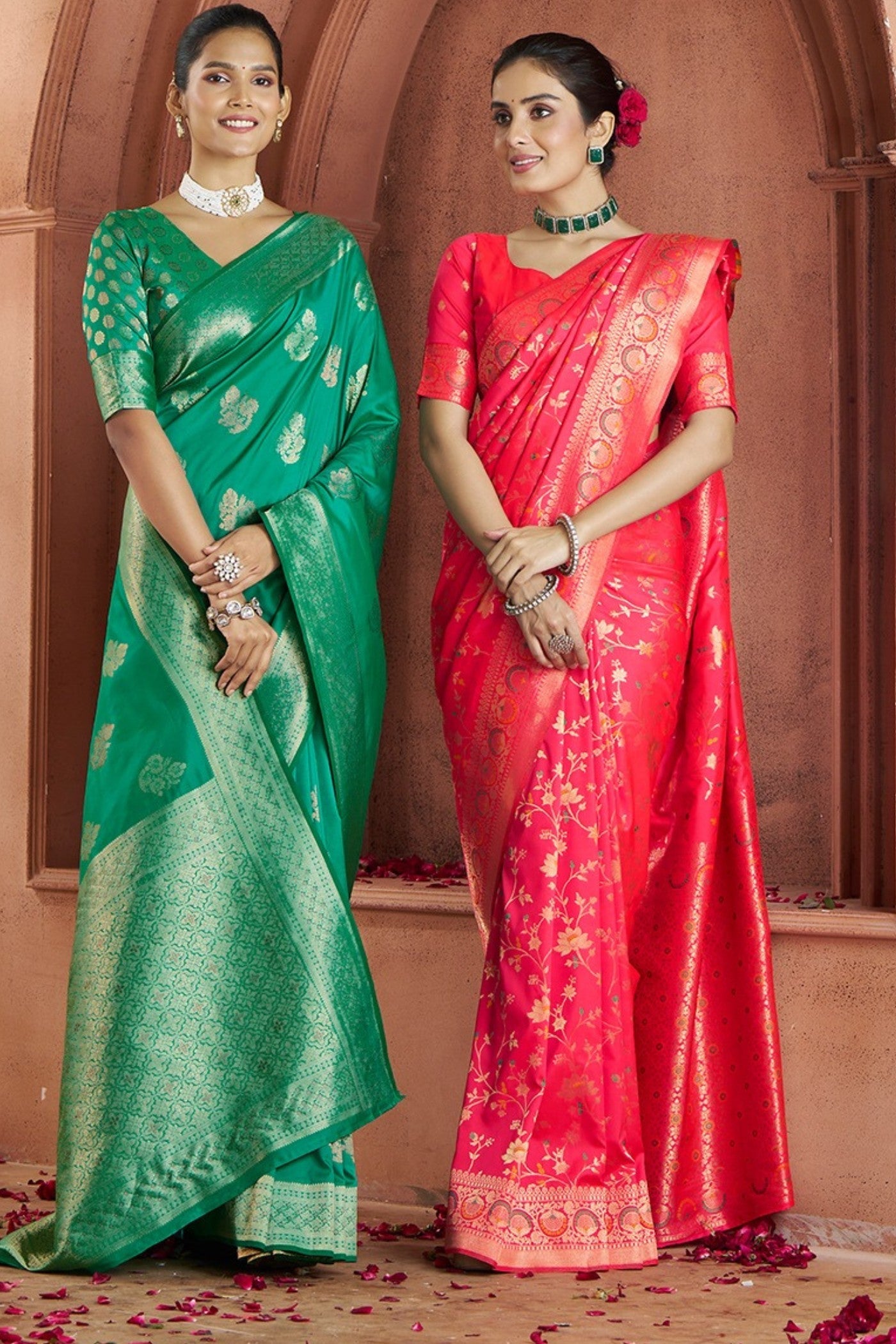 Savitri Green Pure Soft Banarasi Silk Woven Saree