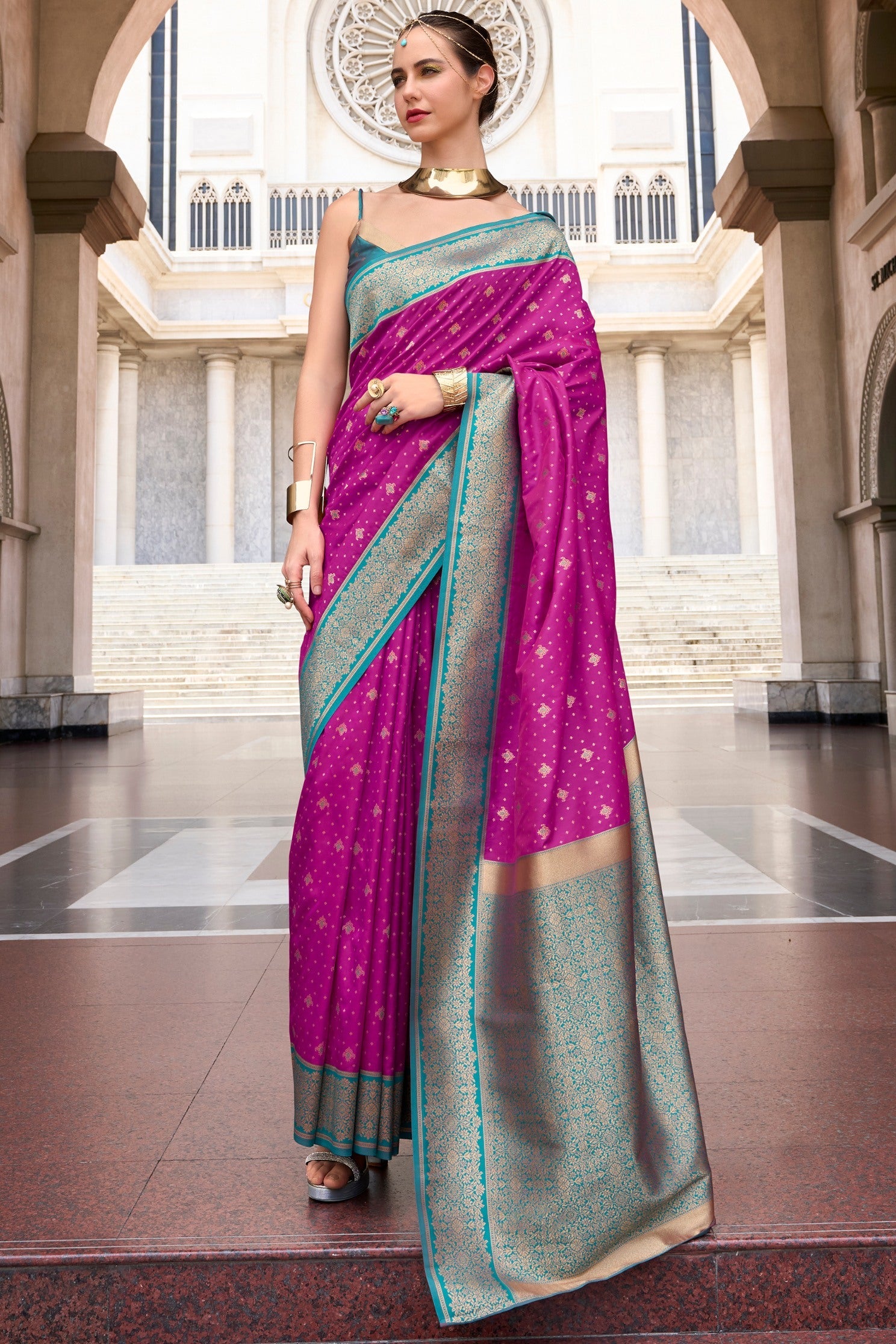 Apollo Purple Pure Soft Banarasi Silk Zari Woven Saree