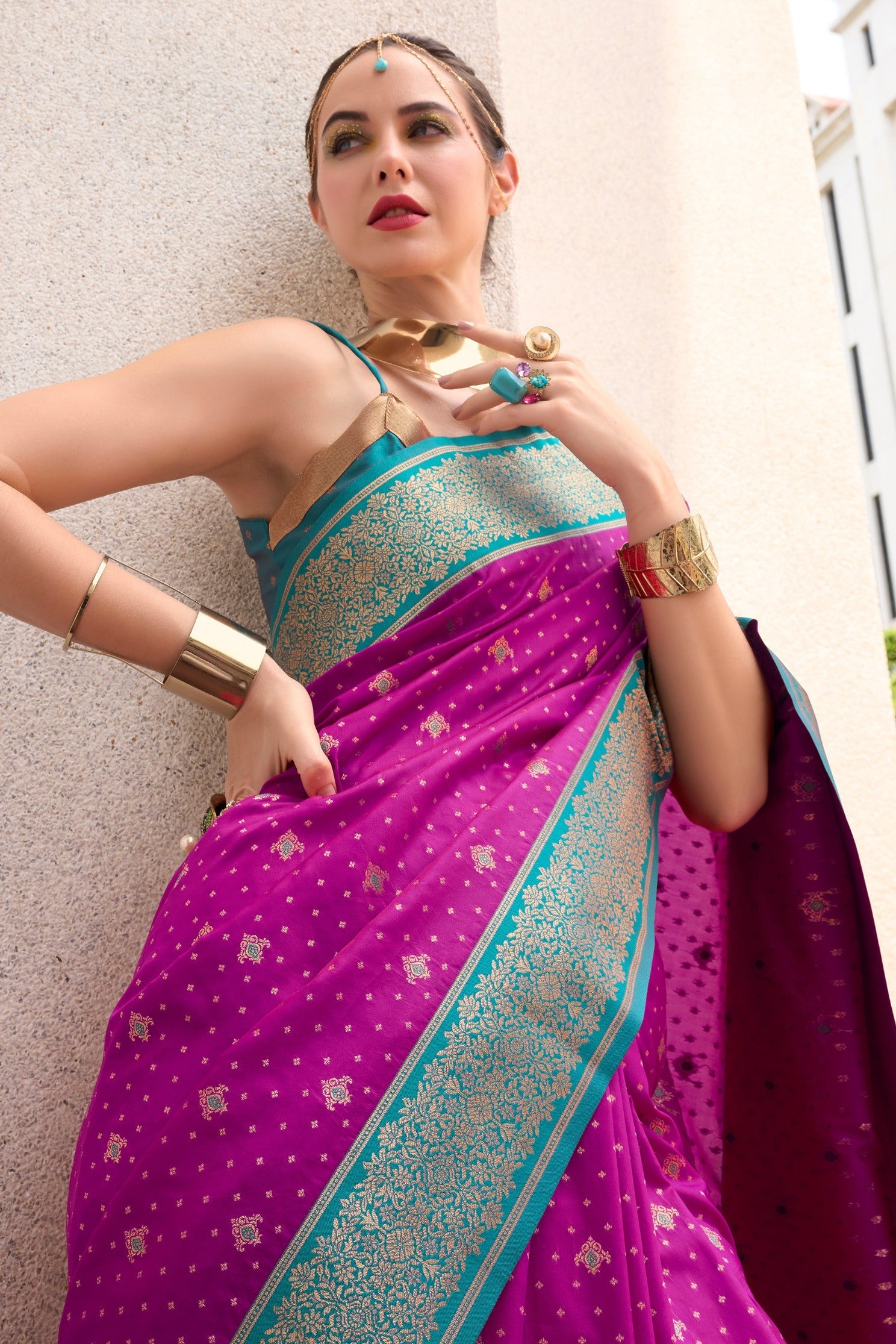 Apollo Purple Pure Soft Banarasi Silk Zari Woven Saree