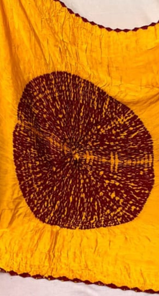 Sunflower Shibori Bandhni Border Pure Modal Silk Plain With Lagdi Pallu Saree