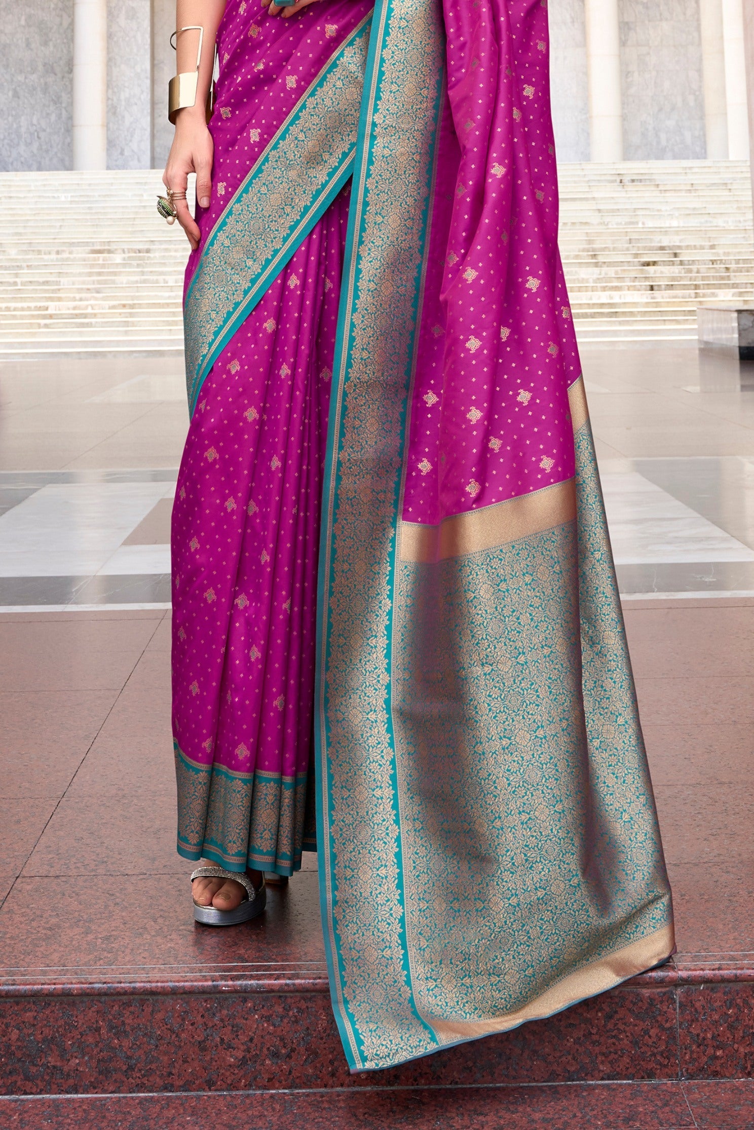 Apollo Purple Pure Soft Banarasi Silk Zari Woven Saree