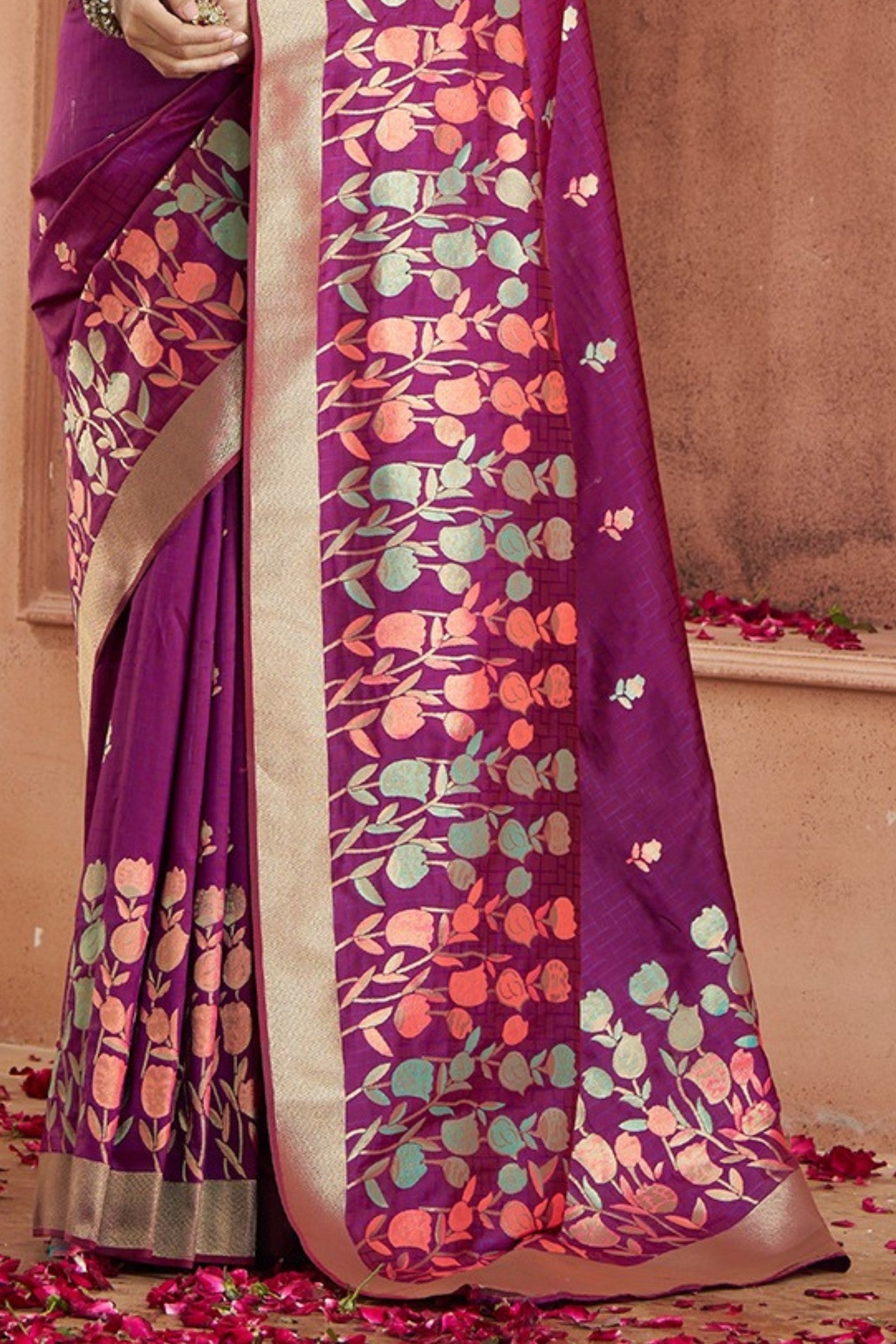 Savitri Wine Pure Soft Banarasi Silk Woven Saree