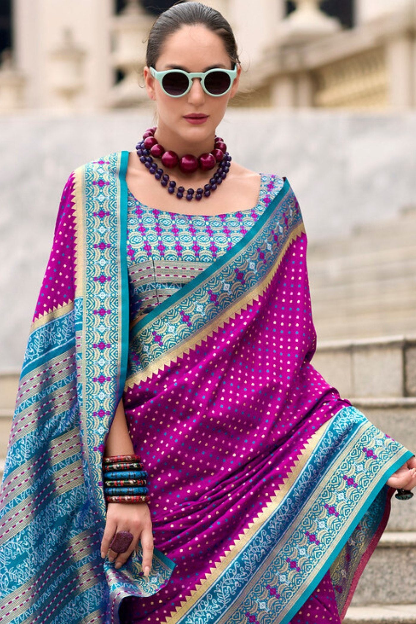 Rehana Wine Pure Soft Banarasi Silk Weaving Saree