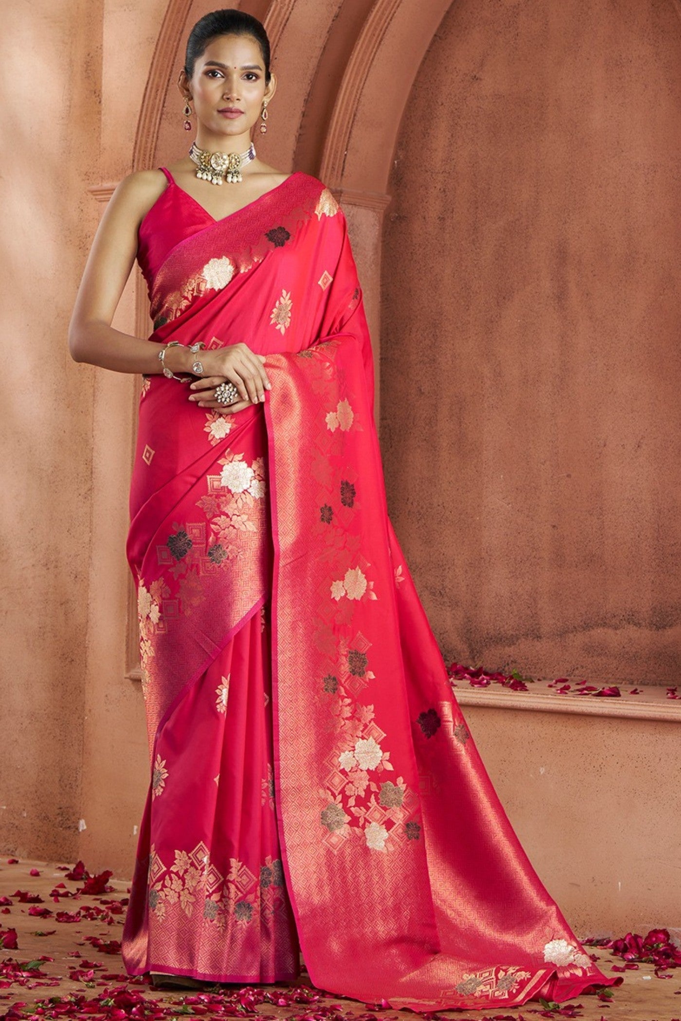 Savitri Red Pure Soft Banarasi Silk Woven Saree