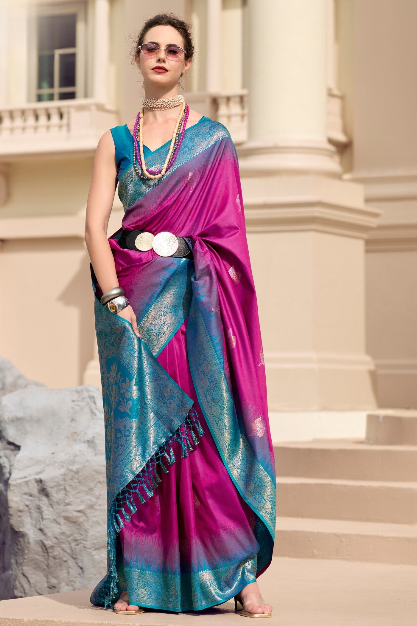 Mango Royal Fuchsia Pure Touch Soft Silk Weaving Saree
