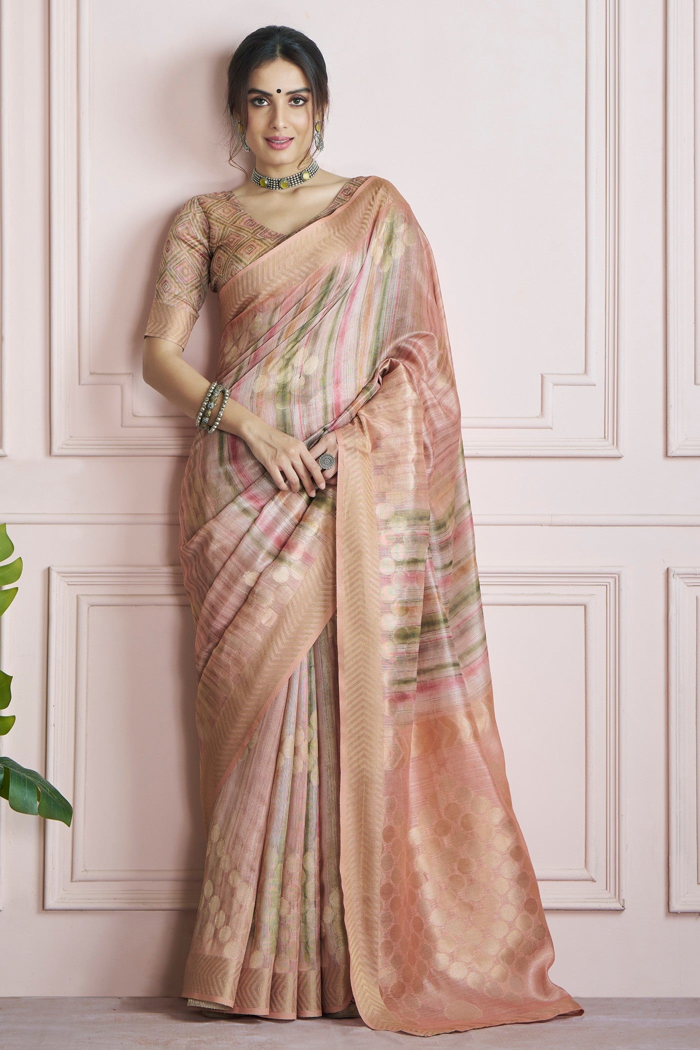 Kingfisher Cream Pure Khadi Silk Banarasi Handloom Saree