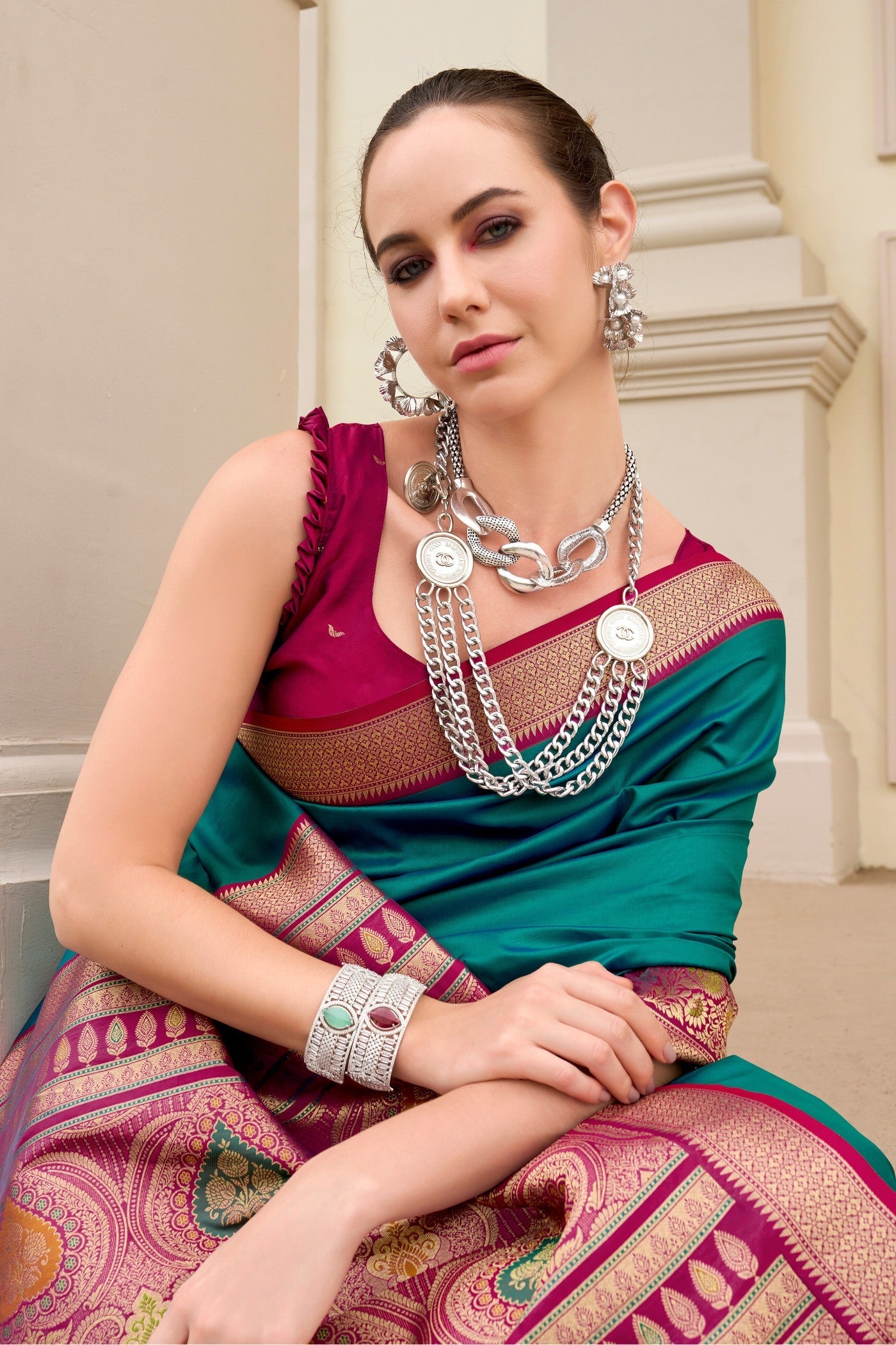 Defender Sea Blue Pure Soft Banarasi Silk Weaving  Saree