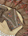 Brown Zarna Silk Heavy hand work Suit Set