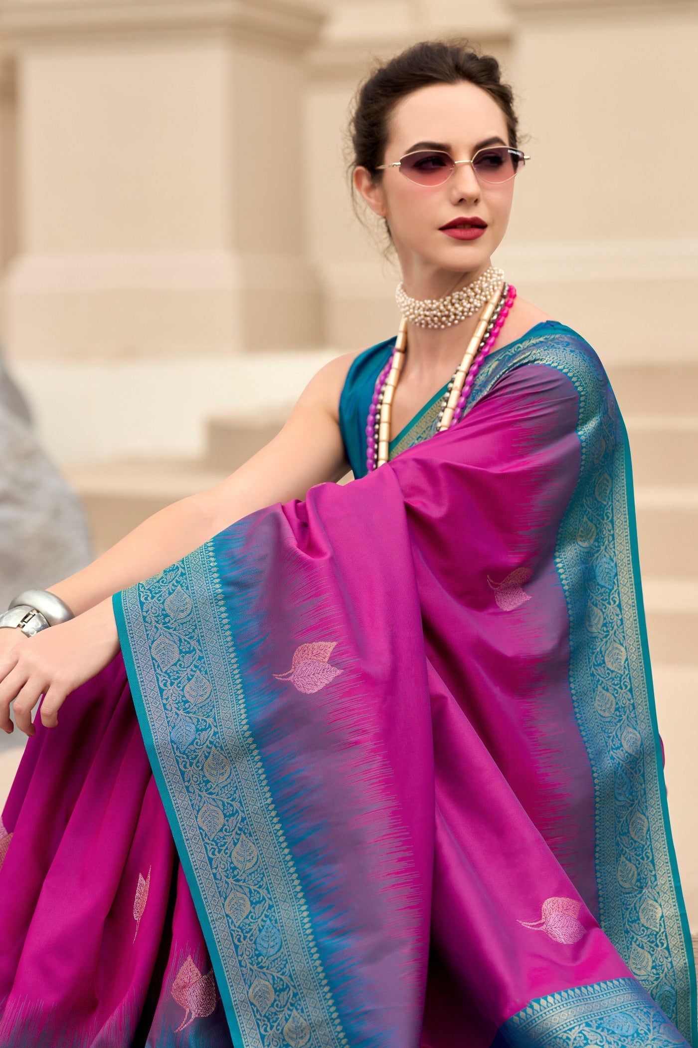 Mango Royal Fuchsia Pure Touch Soft Silk Weaving Saree