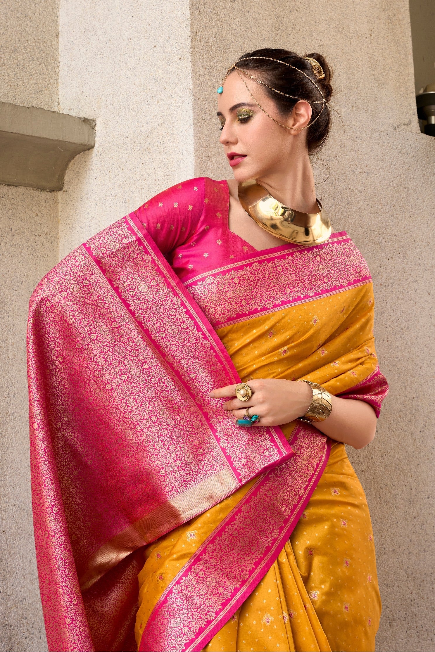 Apollo Yellow Pure Soft Banarasi Silk Zari Woven Saree