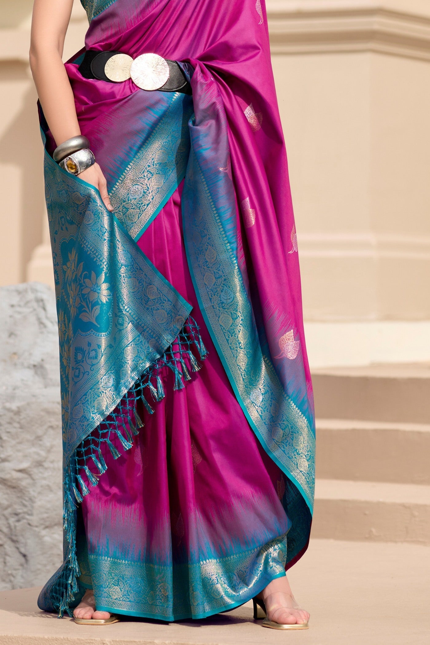 Mango Royal Fuchsia Pure Touch Soft Silk Weaving Saree