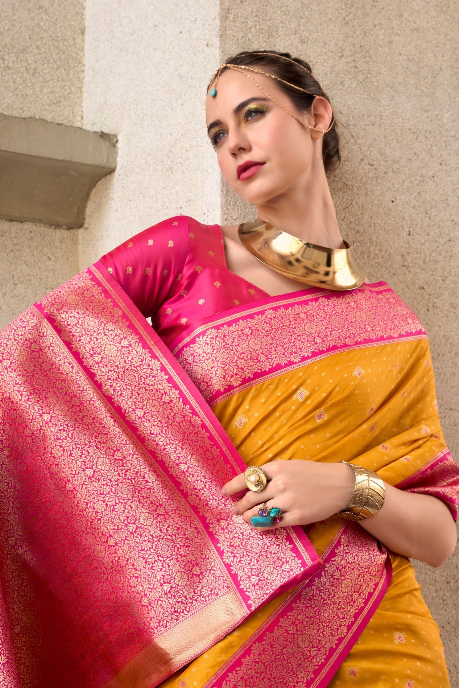 Apollo Yellow Pure Soft Banarasi Silk Zari Woven Saree