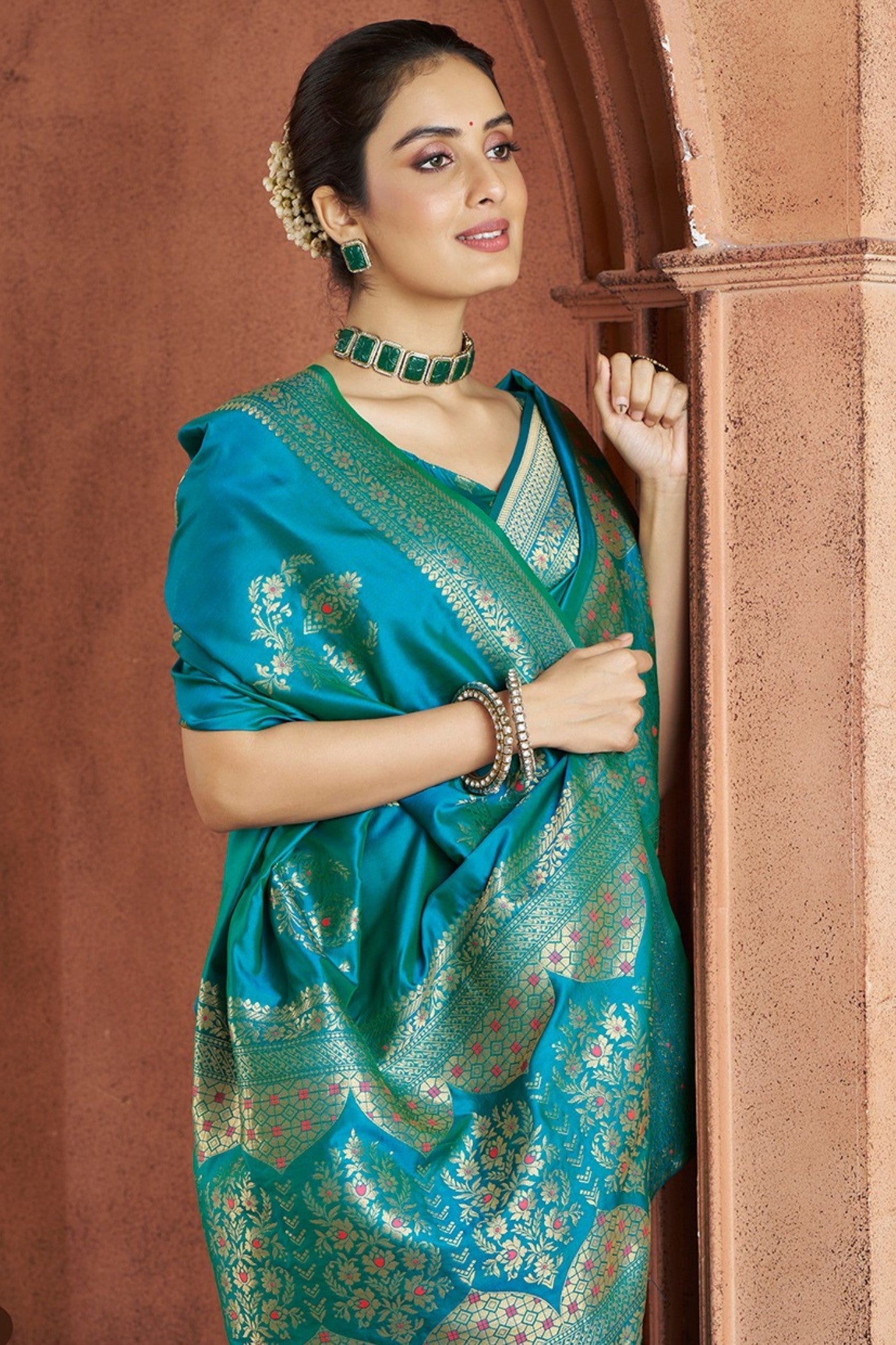 Savitri Blue Pure Soft Banarasi Silk Woven Saree