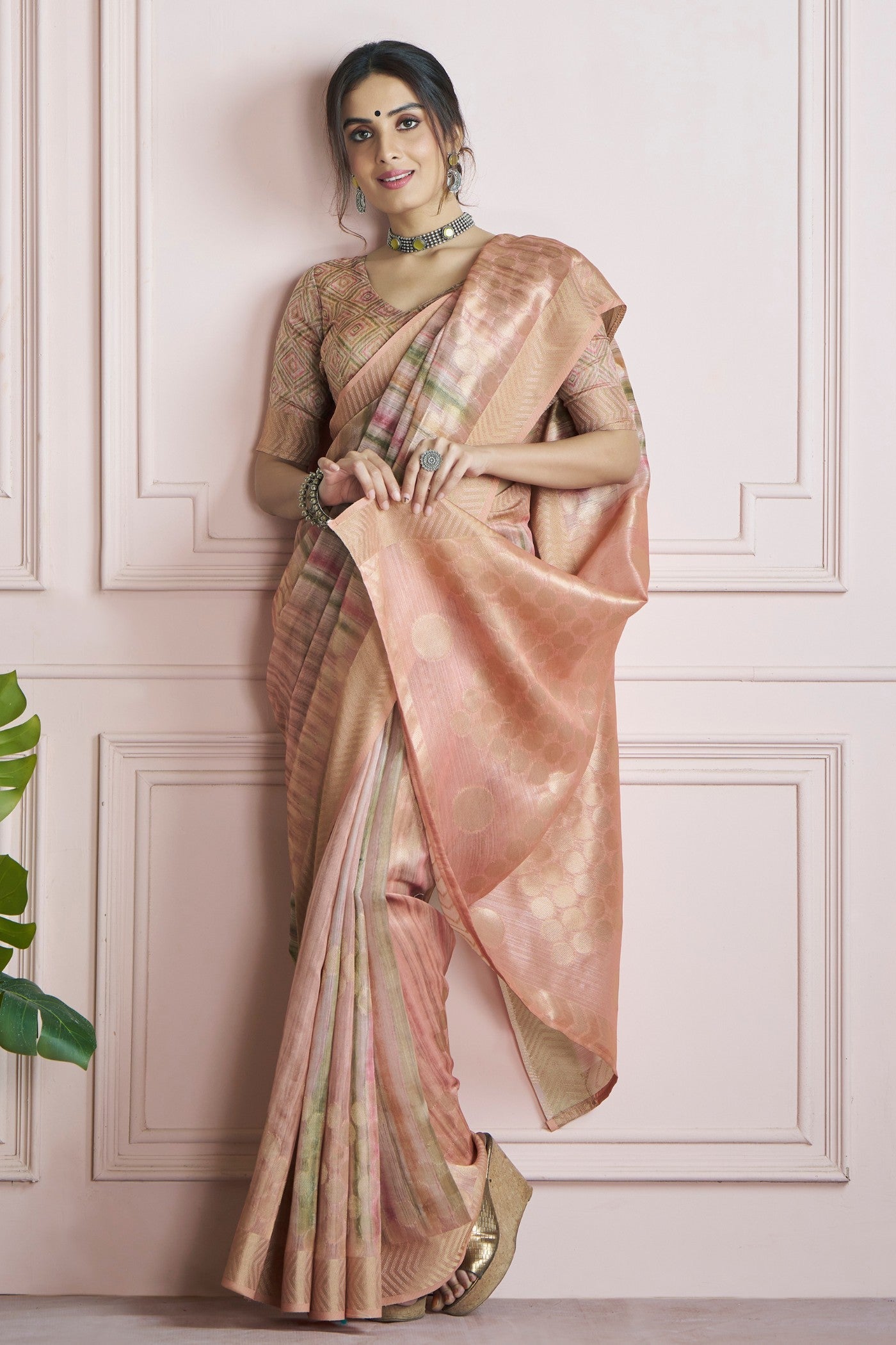 Kingfisher Cream Pure Khadi Silk Banarasi Handloom Saree