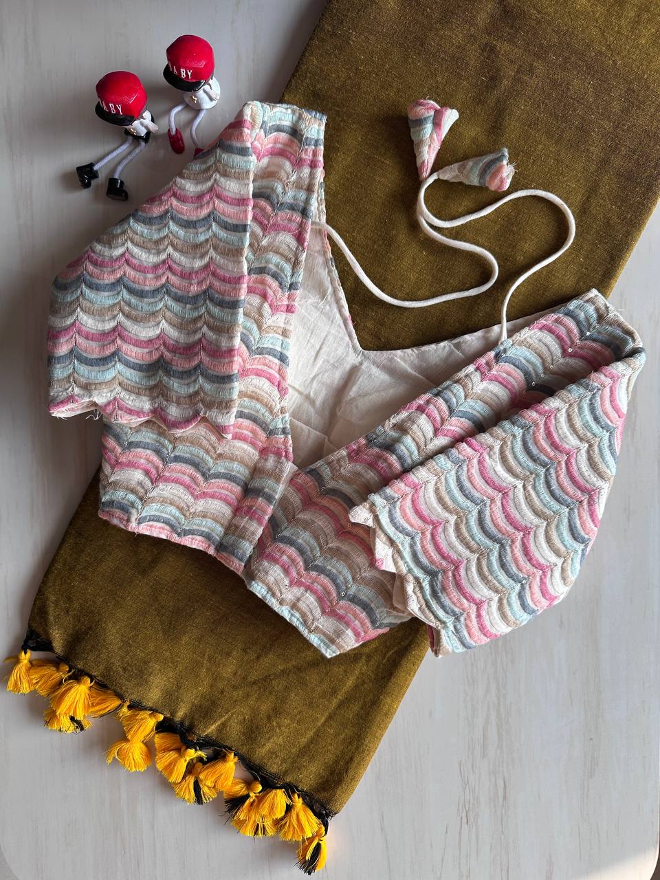 Graceful  Burnt Yellow Original Khadi Cotton With Tasselse on Border