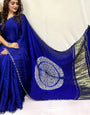 Blue Shibori Bandhni Border Pure Modal Silk Plain With Lagdi Pallu Saree