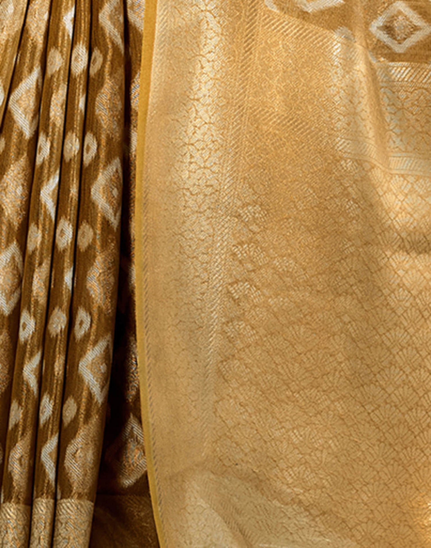Goldmine Butterscotch Tissue Silk Weaving Saree