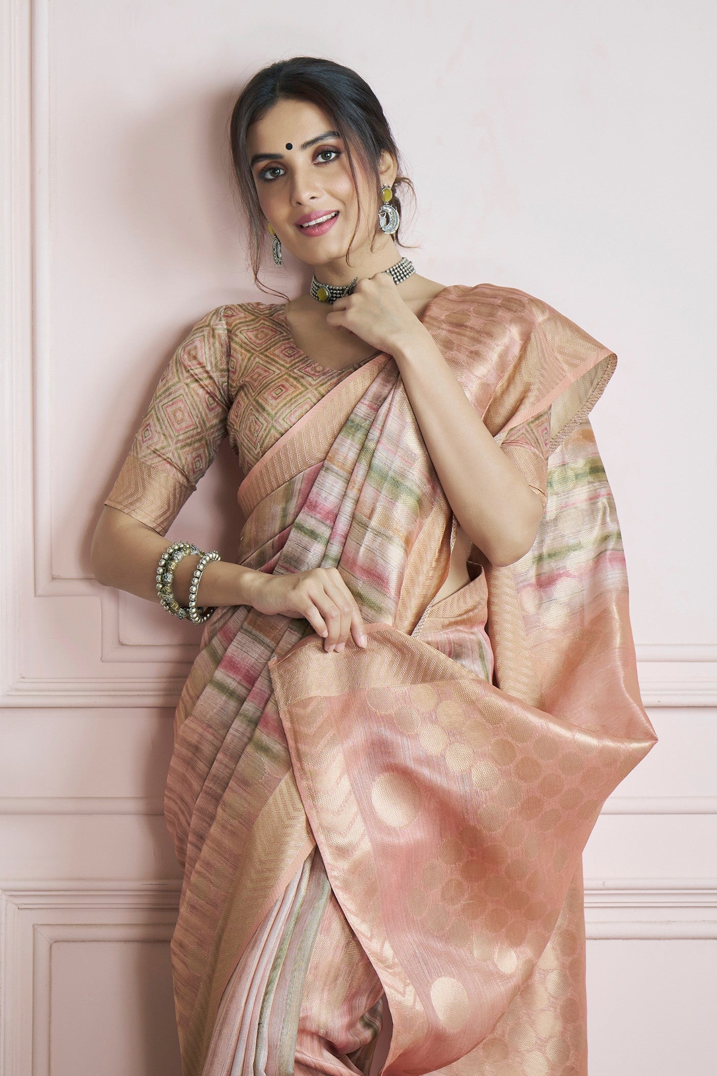 Kingfisher Cream Pure Khadi Silk Banarasi Handloom Saree
