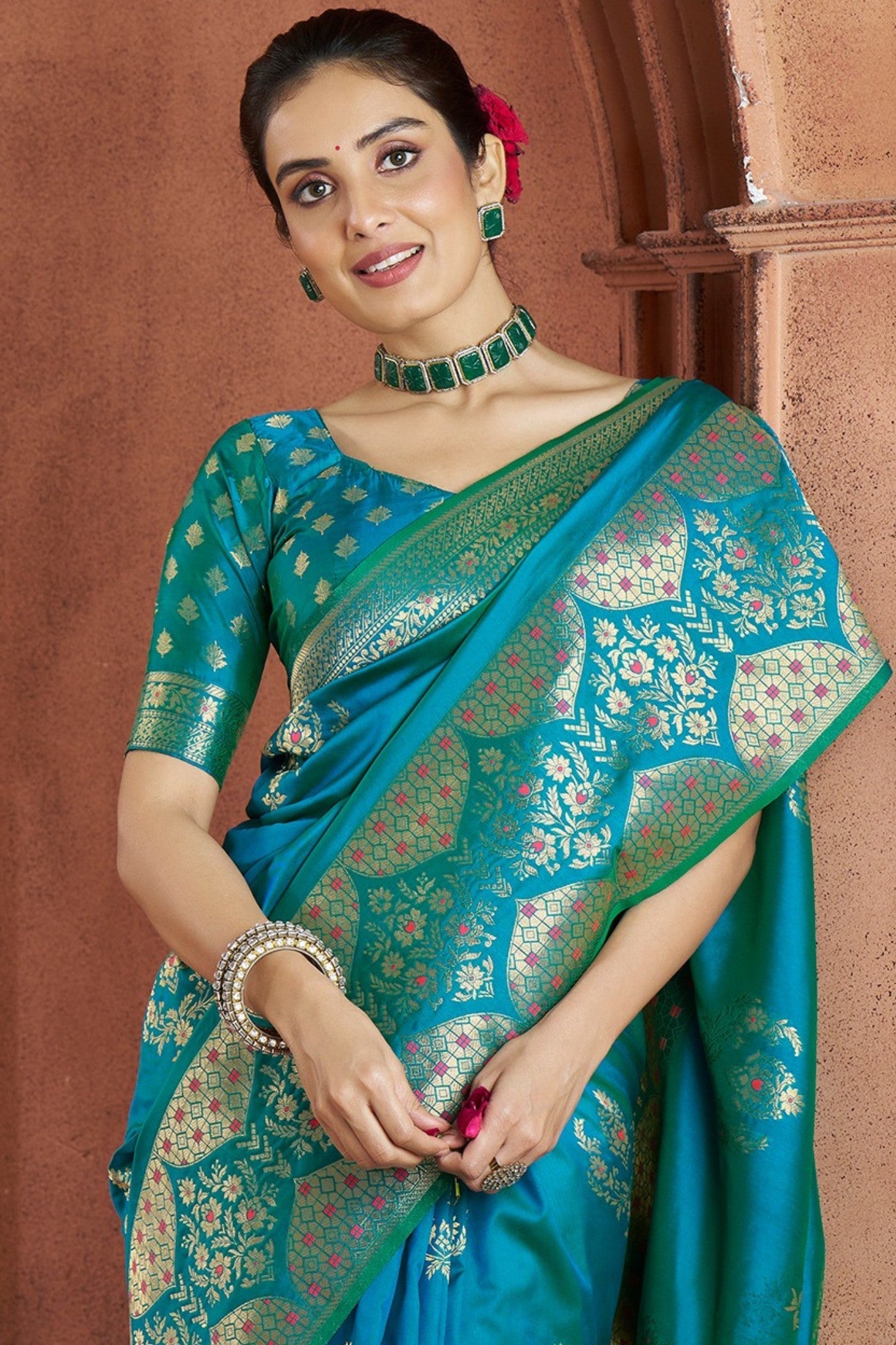Savitri Blue Pure Soft Banarasi Silk Woven Saree