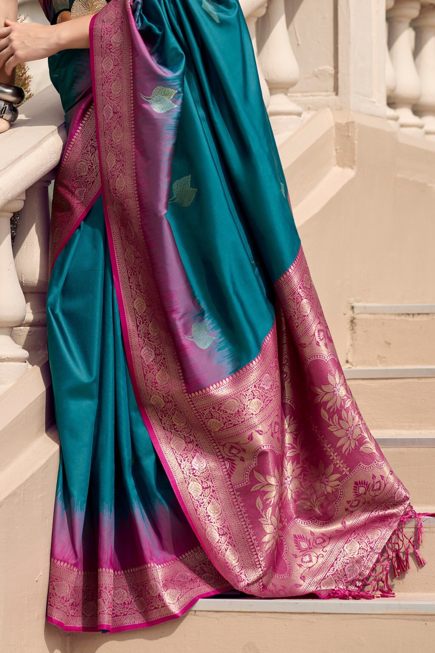 Mango Ocean Blue Pure Touch Soft Silk Weaving Saree
