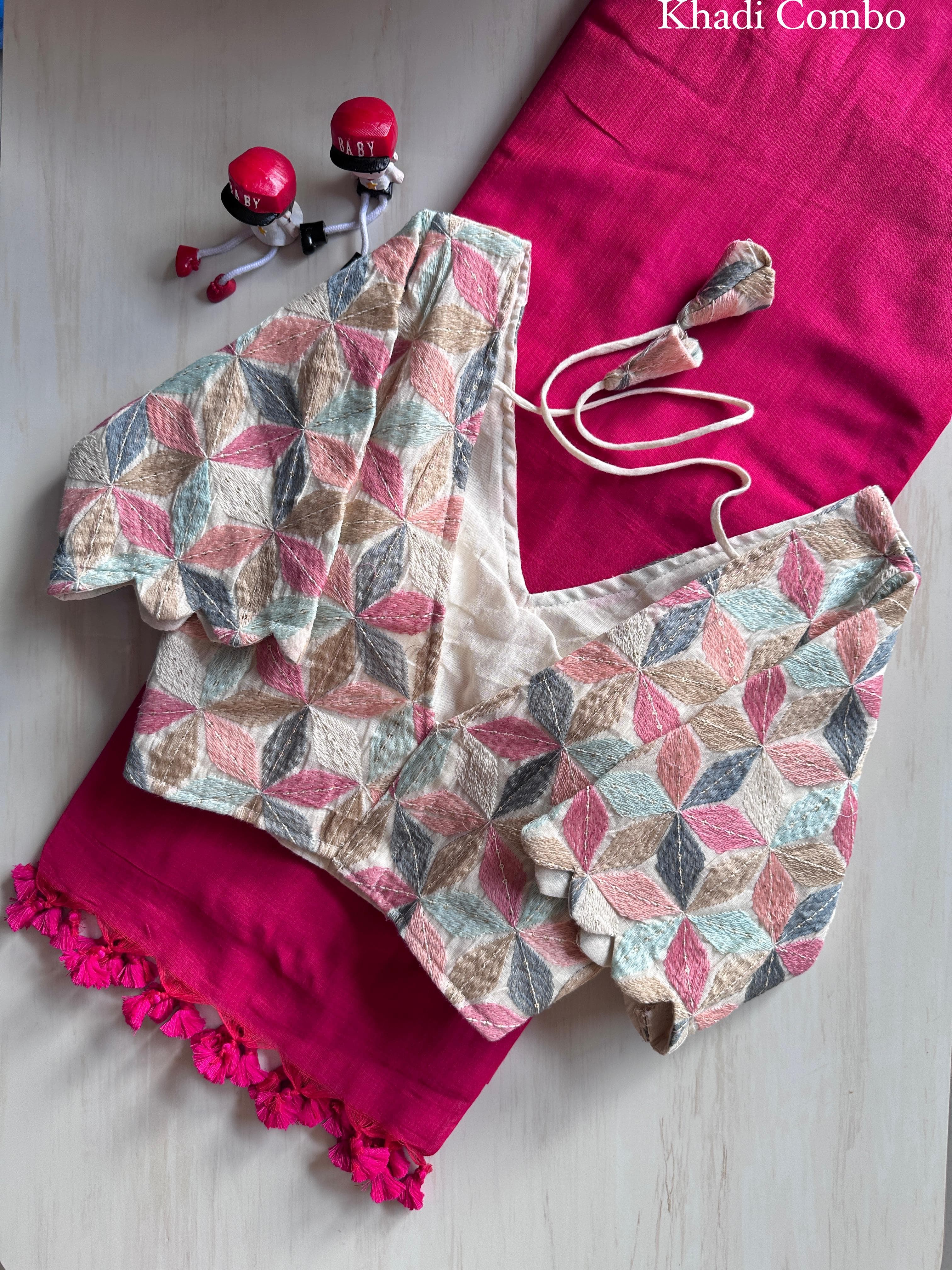 Gorgeous Cotton candy Original Khadi Cotton With Tasselse on Border