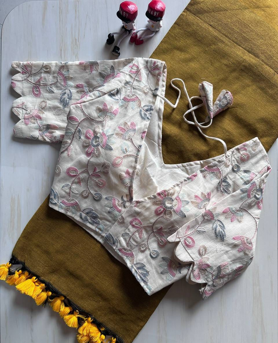 Rich Saffron Original Khadi Cotton With Tasselse on Border