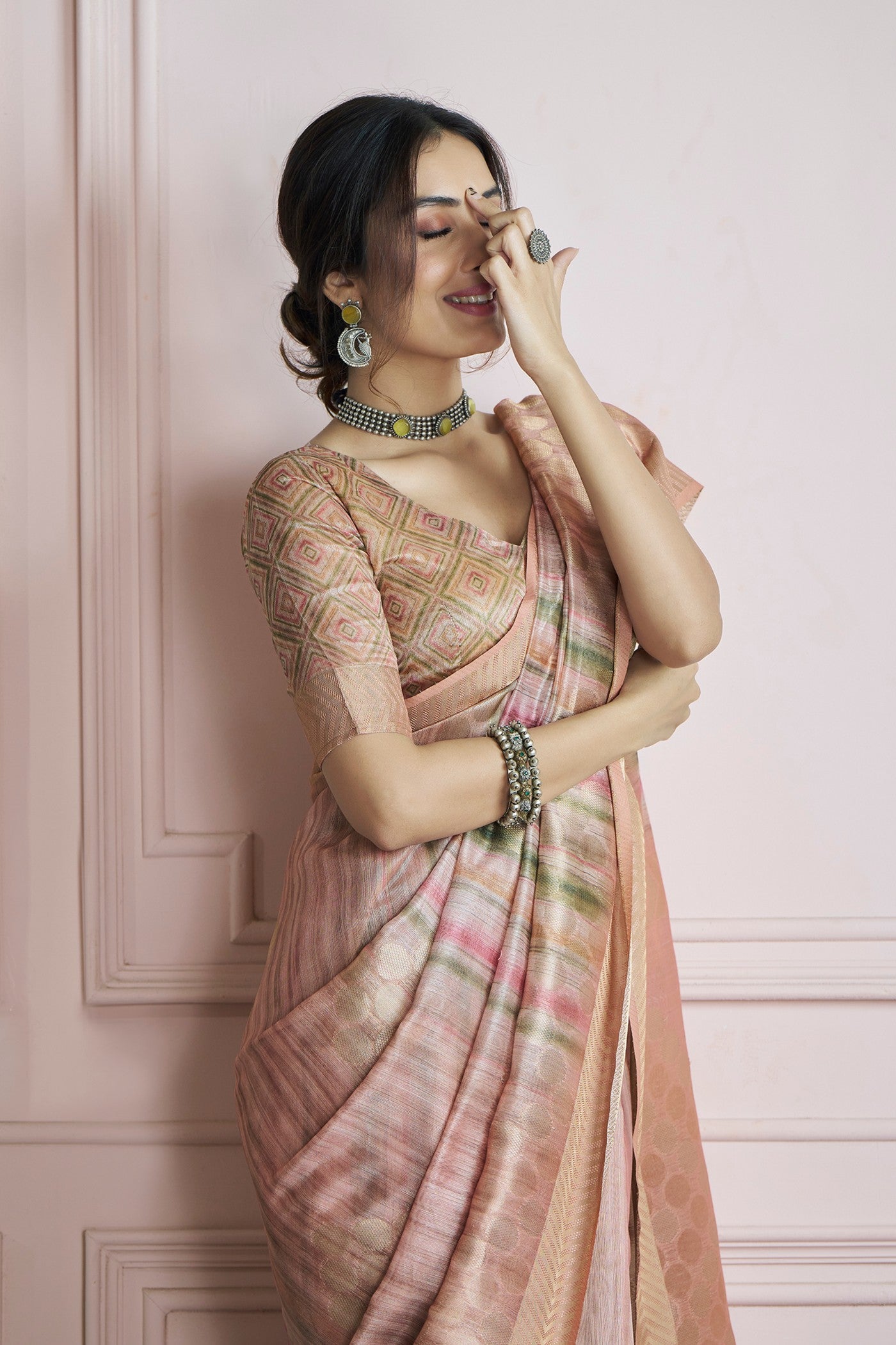 Kingfisher Cream Pure Khadi Silk Banarasi Handloom Saree