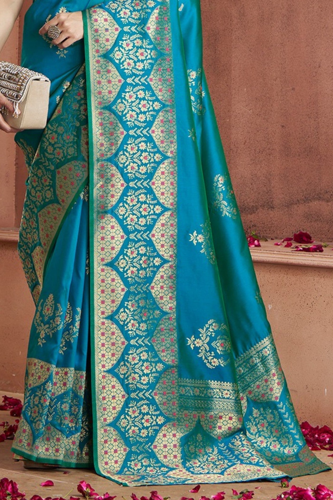 Savitri Blue Pure Soft Banarasi Silk Woven Saree