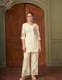 Cream Heavy Rayon Embroidery Thread Work Co-Ords Set
