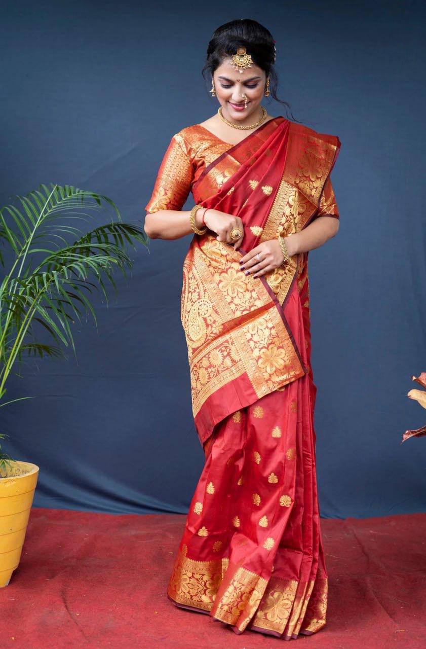 Exceptional Red Soft Banarasi Silk Saree Saree