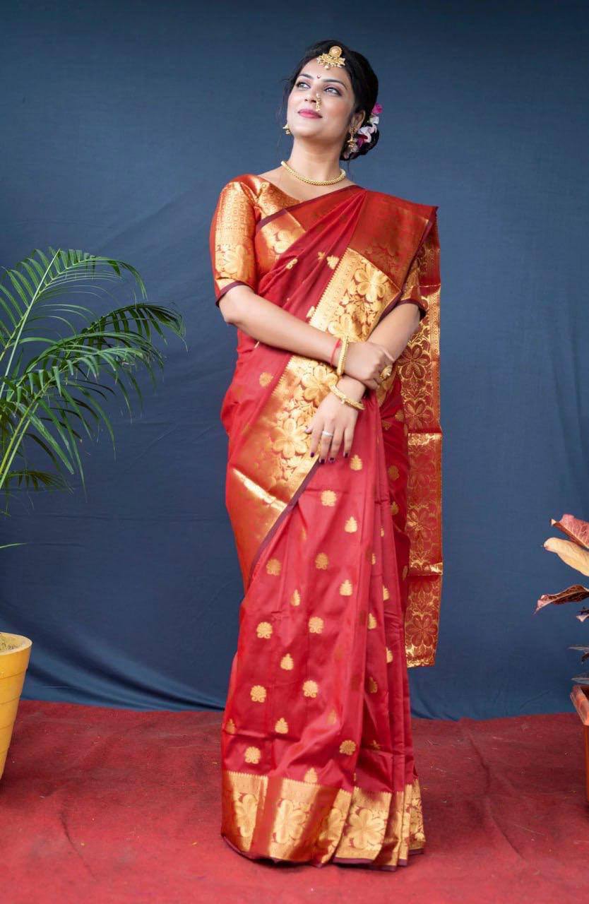 Exceptional Red Soft Banarasi Silk Saree Saree