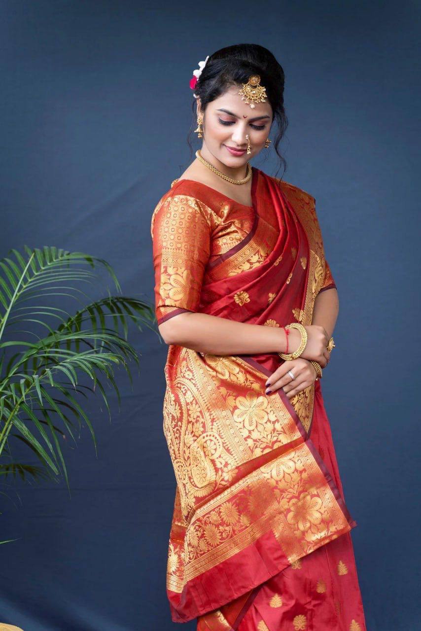 Exceptional Red Soft Banarasi Silk Saree Saree