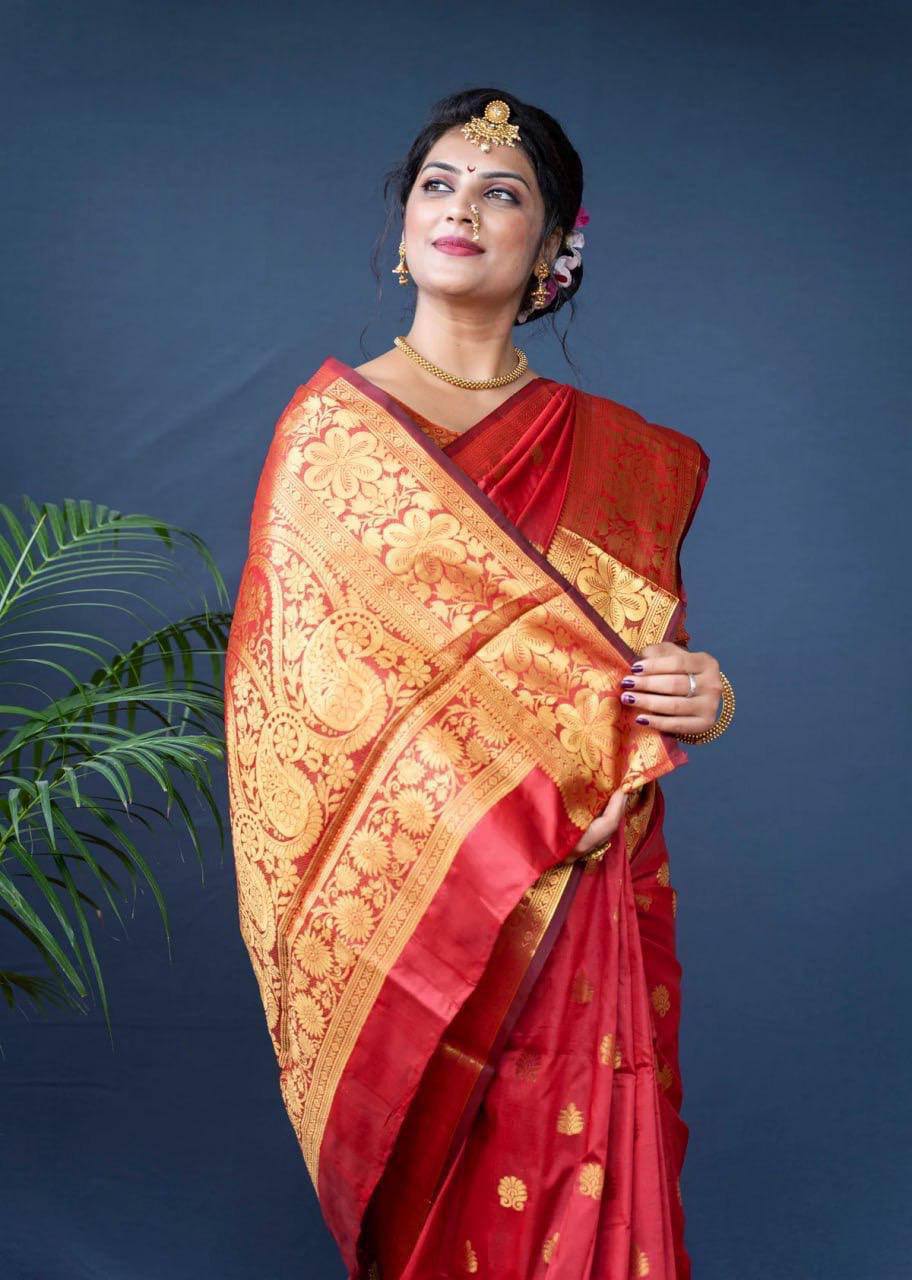 Exceptional Red Soft Banarasi Silk Saree Saree