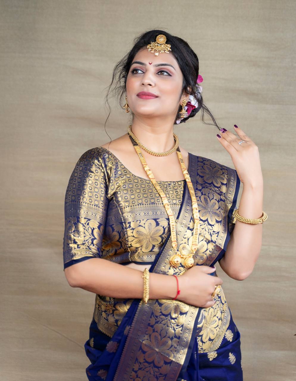 Fancifull Blue Soft Banarasi Silk Weaving Saree