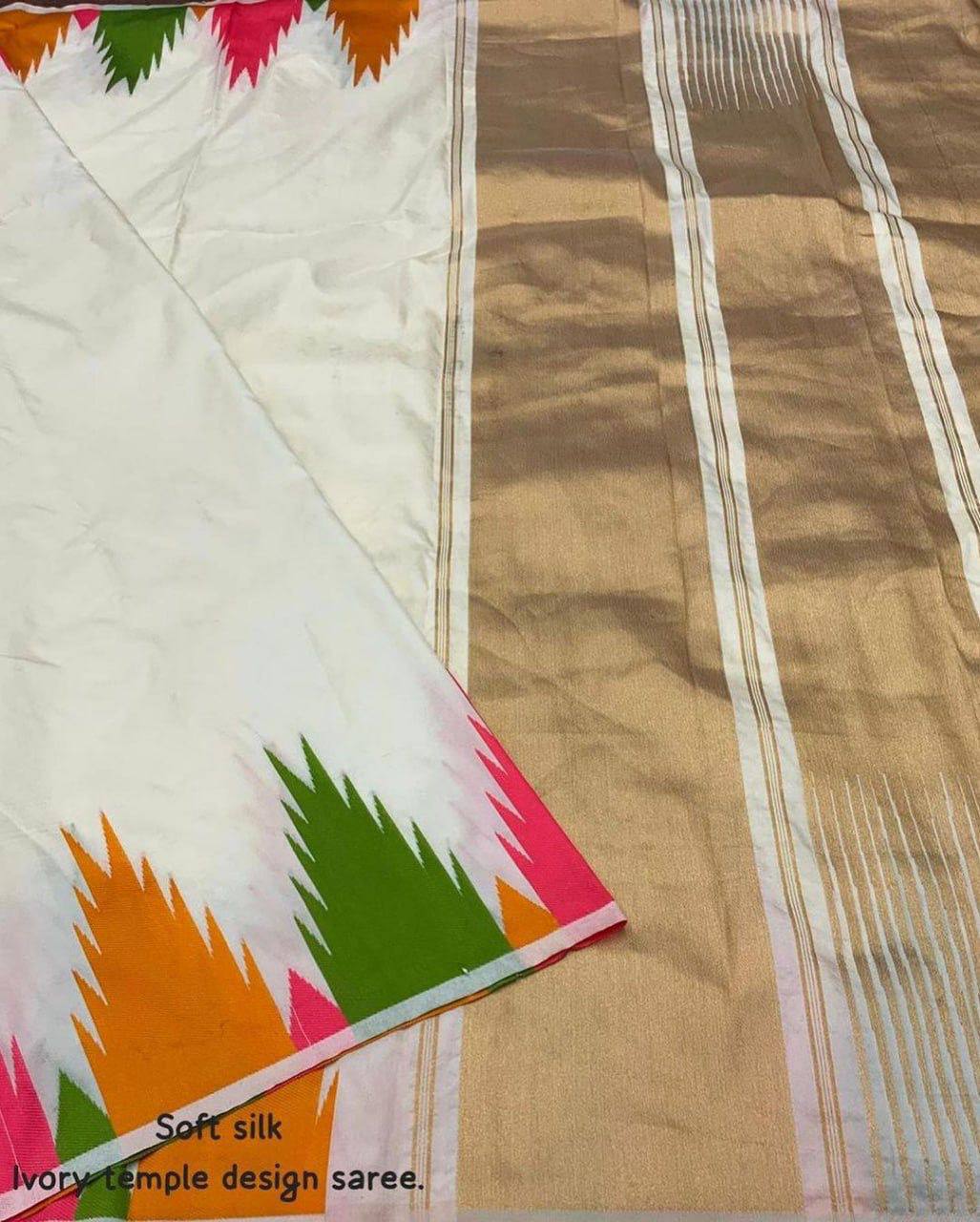 Extraordinary Off White Soft Lichi Silk Weaving Saree