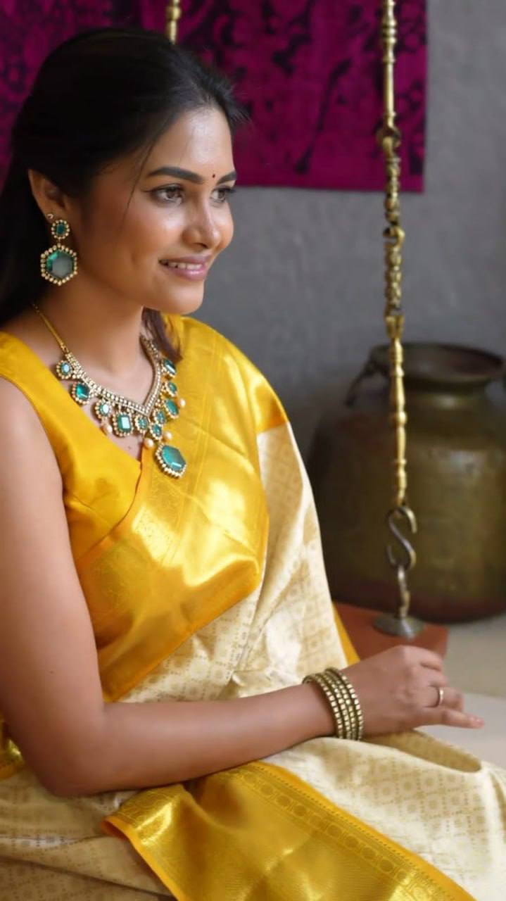Precious Beige Soft Lichi Silk Weaving Saree