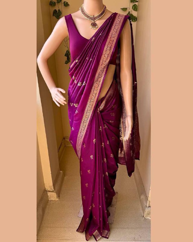 Enchanting Violet Soft Lichi Silk Weaving Saree