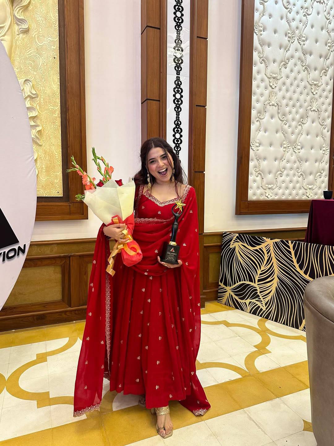 Classic Red Faux georgette Heavy Embroidery thread and sequence work Anarkali