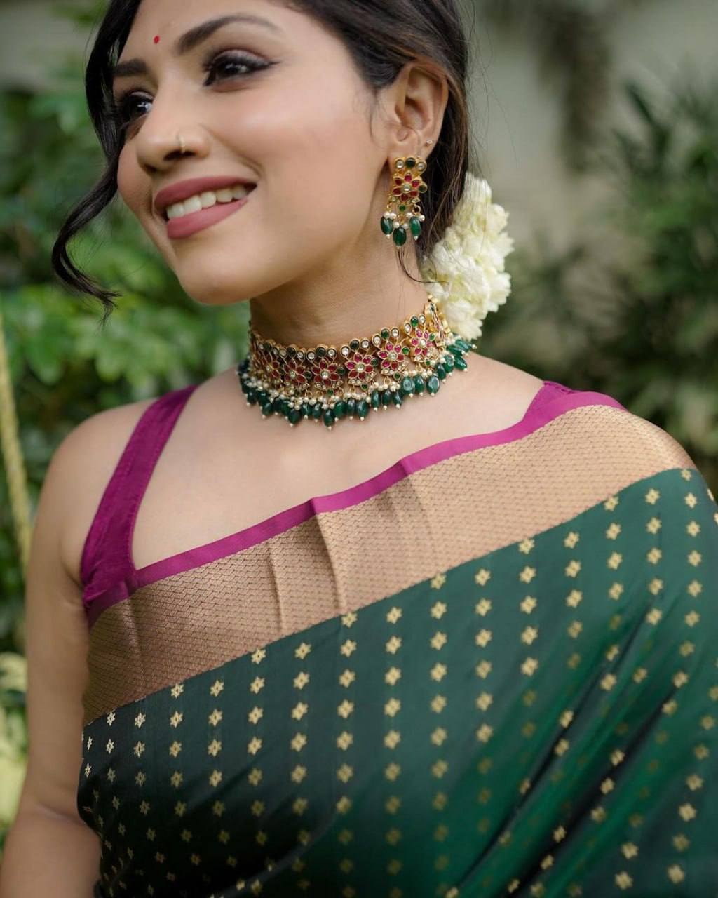 Mercurial Moss Green Soft Lichi Silk Saree Weaving Saree