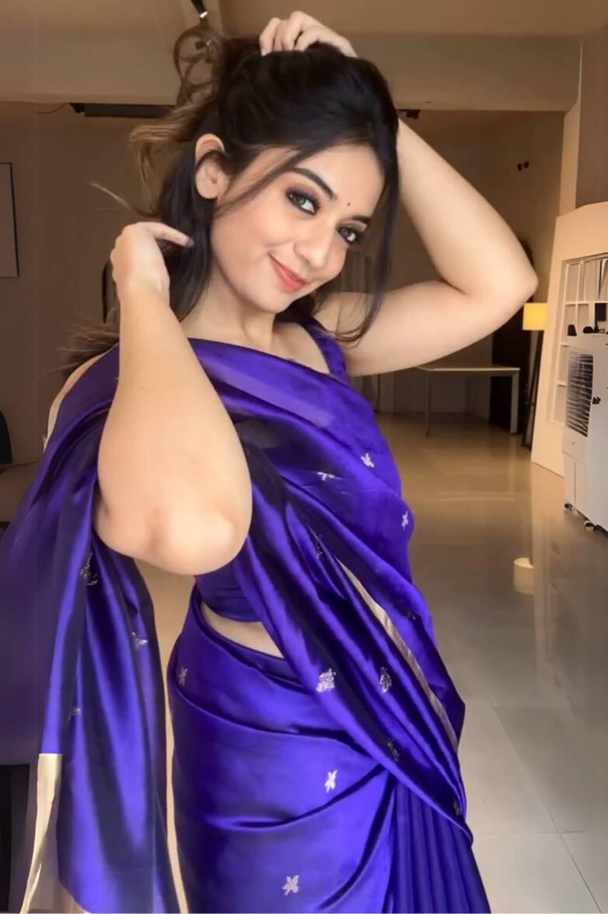 NAVY BLUE SOFT LICHI SILK WEAVING SAREE