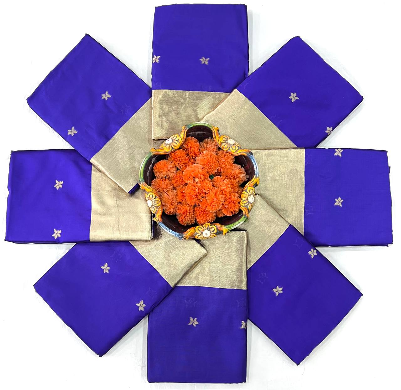 NAVY BLUE SOFT LICHI SILK WEAVING SAREE