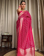 Cardinal Pink Jacquard Weaving Soft Lichi Silk Saree