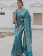 Eastern Bue Zari Weaving Soft Lichi Silk Saree