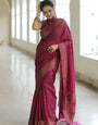 Hot Pink Jacquard Weaving Soft Lichi Silk Saree