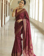 Mojo Red Jacquard Weaving Soft Lichi Silk Saree