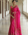 Lemonade Pink Jacquard Weaving Soft Lichi Silk Saree