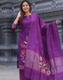 Wine Blended Silk With Jacquard Weaving Work Suit Set