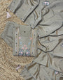 Grey Cloud Embroidered Roman Silk Suit