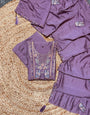 Faded Purple Embroidered Roman Silk Suit